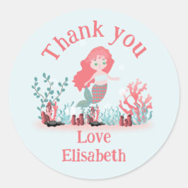 Unter der Meeresprinzessin Mermaid Birthday Runder Aufkleber