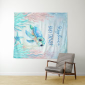 Unter der Meeresschildkröte Aqua Blue Baby Dusche  Wandteppich (Beispiel (Horizontal))