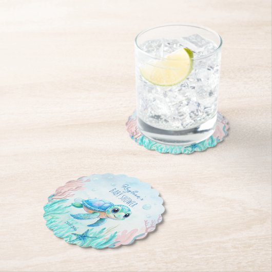 Unter der Meeresschildkröte Aqua Blue Babydusche b Untersetzer (Vor Ort)