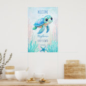 Unter der Meeresschildkröte Aqua Blue Babydusche E Poster (Küche)