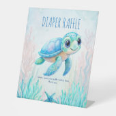 Unter der Meeresschildkröte Aqua Blue Babydusche T Sockelschild (Vorderseite)