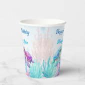 Unter der Meeresschildkröte Aqua Blue Zwillinge Ge Pappbecher (Rechts)