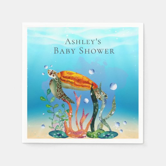 Unter der Meeresschildkröte Aquatic Pflanze Papier Serviette (Vorderseite)