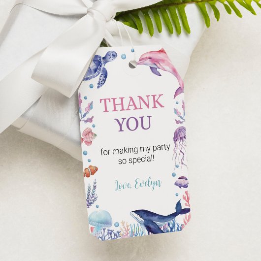 Unter der Meeresschildkröte Geburtstag Thema Danke Geschenkanhänger