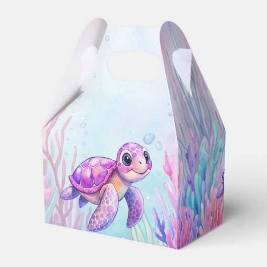 Unter der Meeresschildkröte lila Babydusche Mädche Geschenkschachtel (Rückseite)