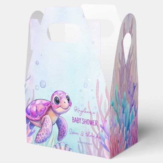 Unter der Meeresschildkröte lila Babydusche Mädche Geschenkschachtel (Geöffnet)