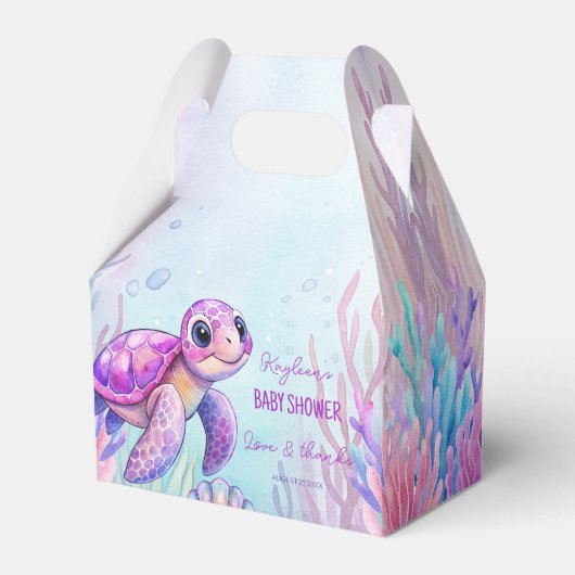Unter der Meeresschildkröte lila Babydusche Mädche Geschenkschachtel (Vorderseite)