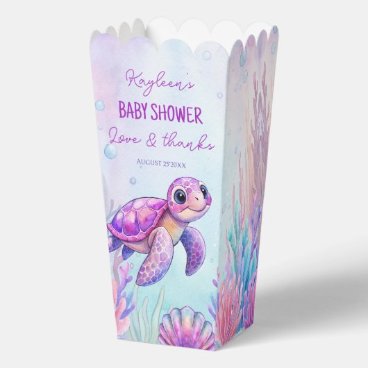 Unter der Meeresschildkröte lila Babydusche Mädche Geschenkschachtel (Vorderseite)