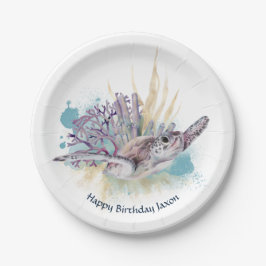 Unter der Meeresschildkröte Niedlicher Meerestier Pappteller