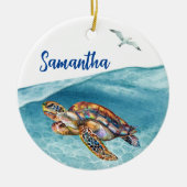 Unter der Meeresschildkröte Personalisiert Keramik Ornament (Vorne)