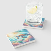 Unter der Meeresschildkröte Steinuntersetzer (Seitenansicht)