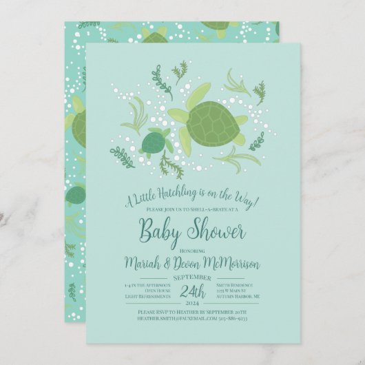 Unter der Meeresschildkrötendusche Einladung (Vorne/Hinten)