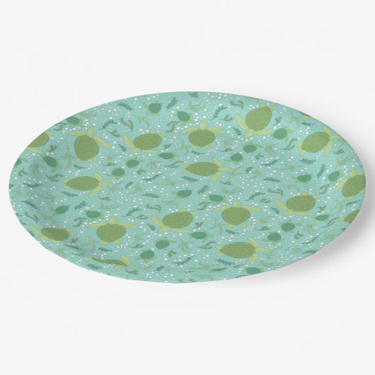 Unter der Meeresschildkrötendusche Pappteller (Schrägansicht)