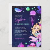 Unter der Meeressparkle-Meerjungfrau-Geburtstagspa Einladung (Vorderseite)