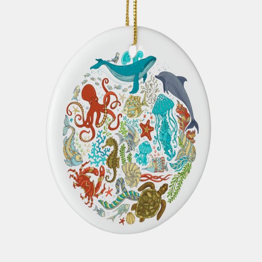 Unter der Meereswelt des Meereskrebses Keramik Ornament (Rechts)