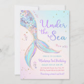 Unter der Meerjungfrau 3. Geburtstag Party Einladung (Vorderseite)