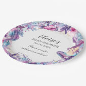 Unter der Meerjungfrau Babydusche Lila Türkis Pappteller (Schrägansicht)