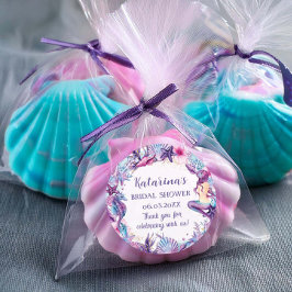 Unter der Meerjungfrau Babydusche Lila Türkis Runder Aufkleber