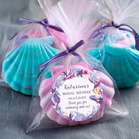 Unter der Meerjungfrau Babydusche Lila Türkis Runder Aufkleber