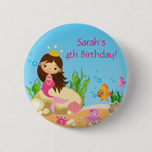 Unter der Meerjungfrau Birthday Button