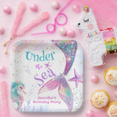 Unter der Meerjungfrau Birthday Pink Lila Pappteller (Party)