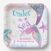 Unter der Meerjungfrau Birthday Pink Lila Pappteller (Vorderseite)