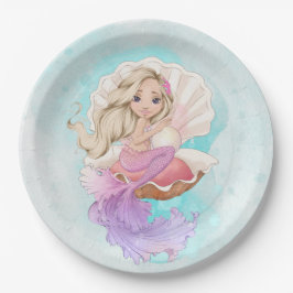 Unter der Meerjungfrau (Blonde) in der Oyster-Musc Pappteller