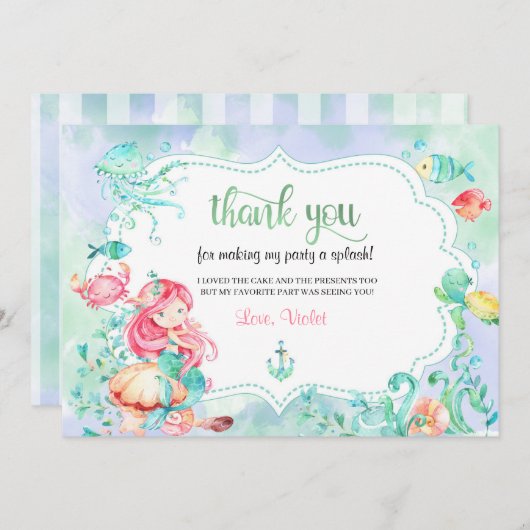 Unter der Meerjungfrau Danke Karte (Vorne/Hinten)