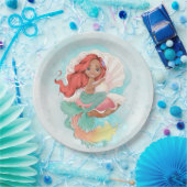 Unter der Meerjungfrau (dunkle Haut) in Austernreg Pappteller (Party)