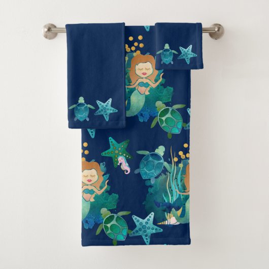 Unter der Meerjungfrau Fantasy Blue Badhandtuch Set (Insitu)