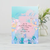 unter der Meerjungfrau Geburtstag Einladung (Stehend Vorderseite)