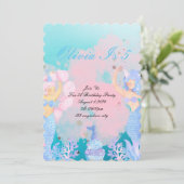 unter der Meerjungfrau Geburtstag Einladung (Stehend Vorderseite)