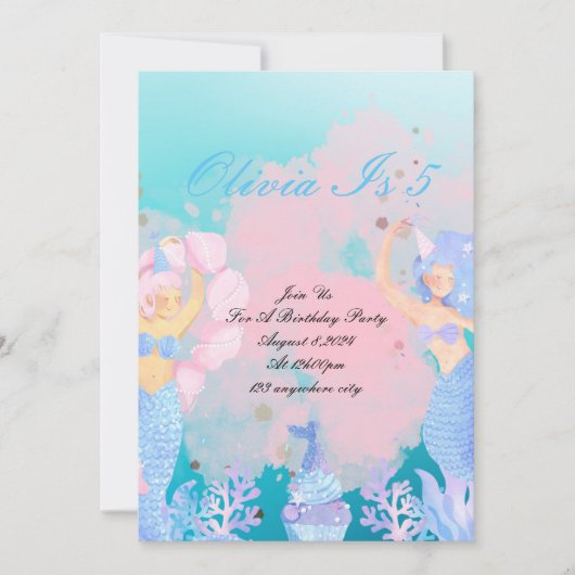 unter der Meerjungfrau Geburtstag Save The Date (Vorderseite)