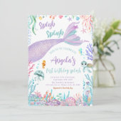 Unter der Meerjungfrau-Geburtstagspartei Einladung (Stehend Vorderseite)