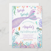 Unter der Meerjungfrau-Geburtstagspartei Einladung (Vorne/Hinten)