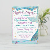 Unter der Meerjungfrau Geburtstagspartei Einladung (Stehend Vorderseite)