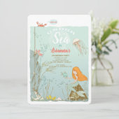 Unter der Meerjungfrau-Geburtstagspartei Einladung (Stehend Vorderseite)