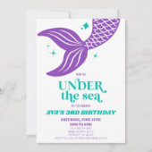 Unter der Meerjungfrau-Geburtstagspartei Einladung (Vorderseite)