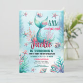 Unter der Meerjungfrau Geburtstagspartei Einladung (Stehend Vorderseite)