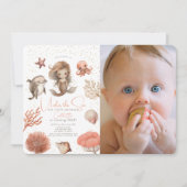 Unter der Meerjungfrau Meer 1. Geburtstag Foto Einladung (Vorderseite)