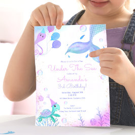Unter der Meerjungfrau & Meeresschildkröte Geburts Einladung