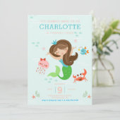 Unter der Meerjungfrau mit braunen Haarbildern Einladung (Stehend Vorderseite)