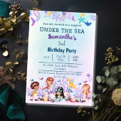 Unter der Meerjungfrau niedlichen Kinder blau 3. G Einladung
