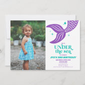Unter der Meerjungfrau Ocean Picture Birthday Part Einladung (Vorderseite)