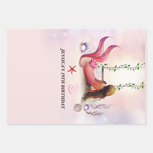 Unter der Meerjungfrau Ozean Lila Türkis Geschenkpapier Set (Vorderseite 2)