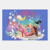 Unter der Meerjungfrau Ozean Lila Türkis Geschenkpapier Set (Vorderseite)