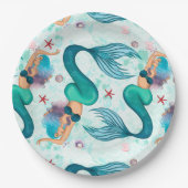 Unter der Meerjungfrau Ozean Lila Türkis Pappteller (Vorderseite)