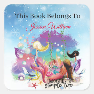 Unter der Meerjungfrau Ozean Lila Türkis Quadratischer Aufkleber