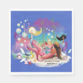 Unter der Meerjungfrau Ozean Lila Türkis Serviette (Vorderseite)