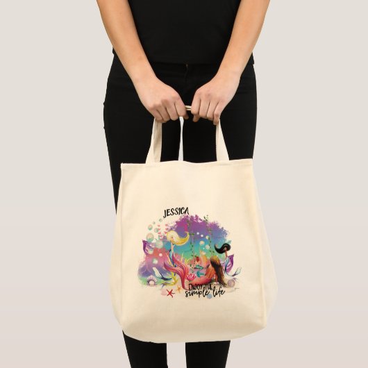 Unter der Meerjungfrau Ozean Lila Türkis Tragetasche (Vorderseite (Produkt))